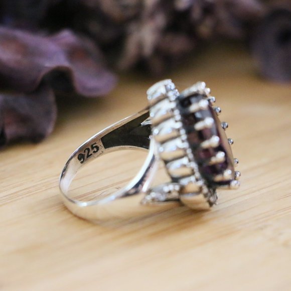 925 Sterling Silver, Purple Cubic Zirconia Stones - Picture 8 of 10